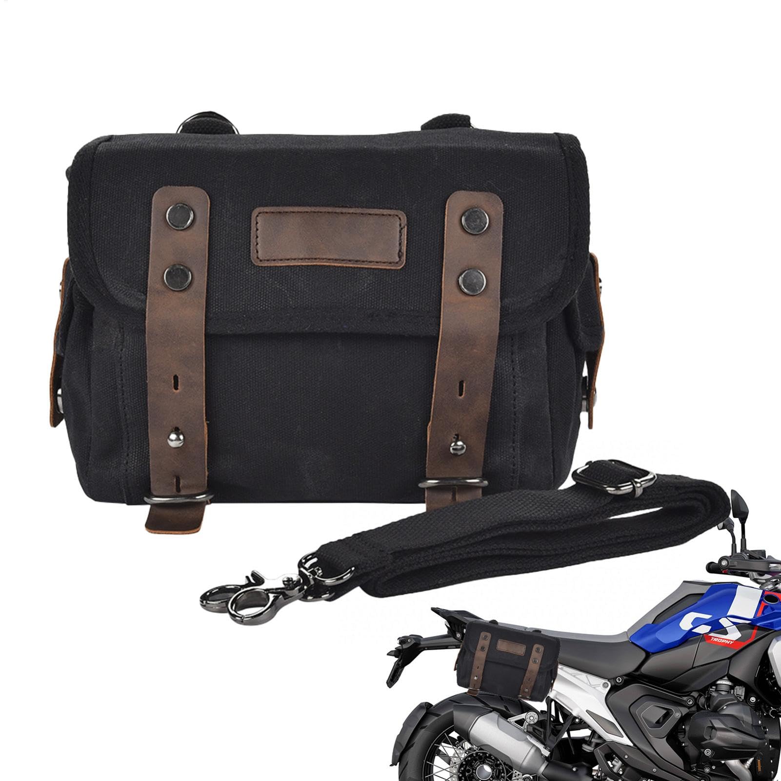 Bsbkoj Dirt Bike Bag, Canvas Rear Seat Storage, 9.06x3.54x6.69 Inches Portabletail Bag Side Panniers, Saddlebag for Motorbike, Multifunctional Motorcycle Storage von Bsbkoj