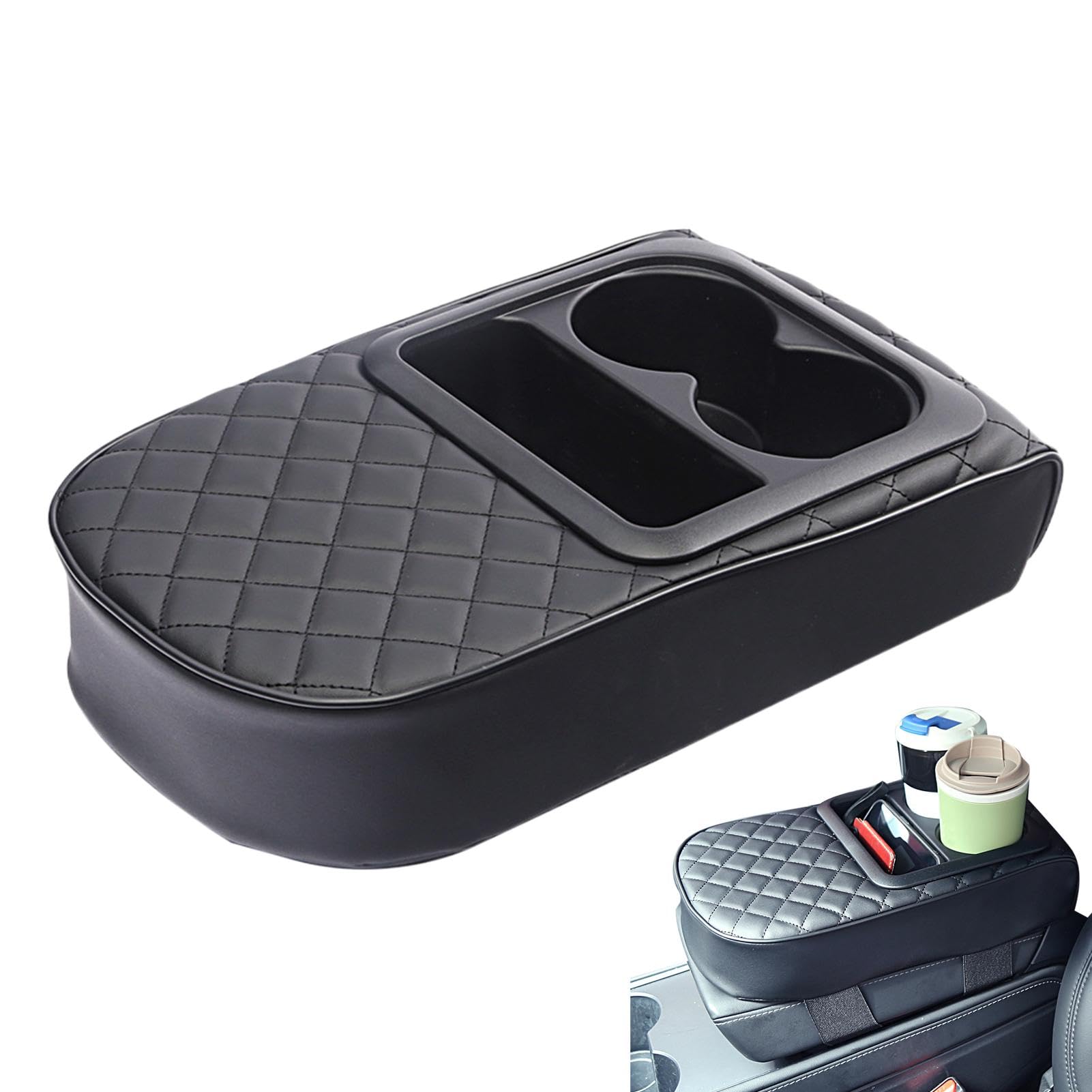 Car Center Konsolenabdeckung, Armrest Konsole, Auto-Innenaufbewahrung, wasserdichte Mittelkonsole, Auto-Konsole, Armrest Cover, Konsolenabdeckung mit Cup-Halter, Autoarmrest Box, Auto-Innenausstattung von Bsbkoj