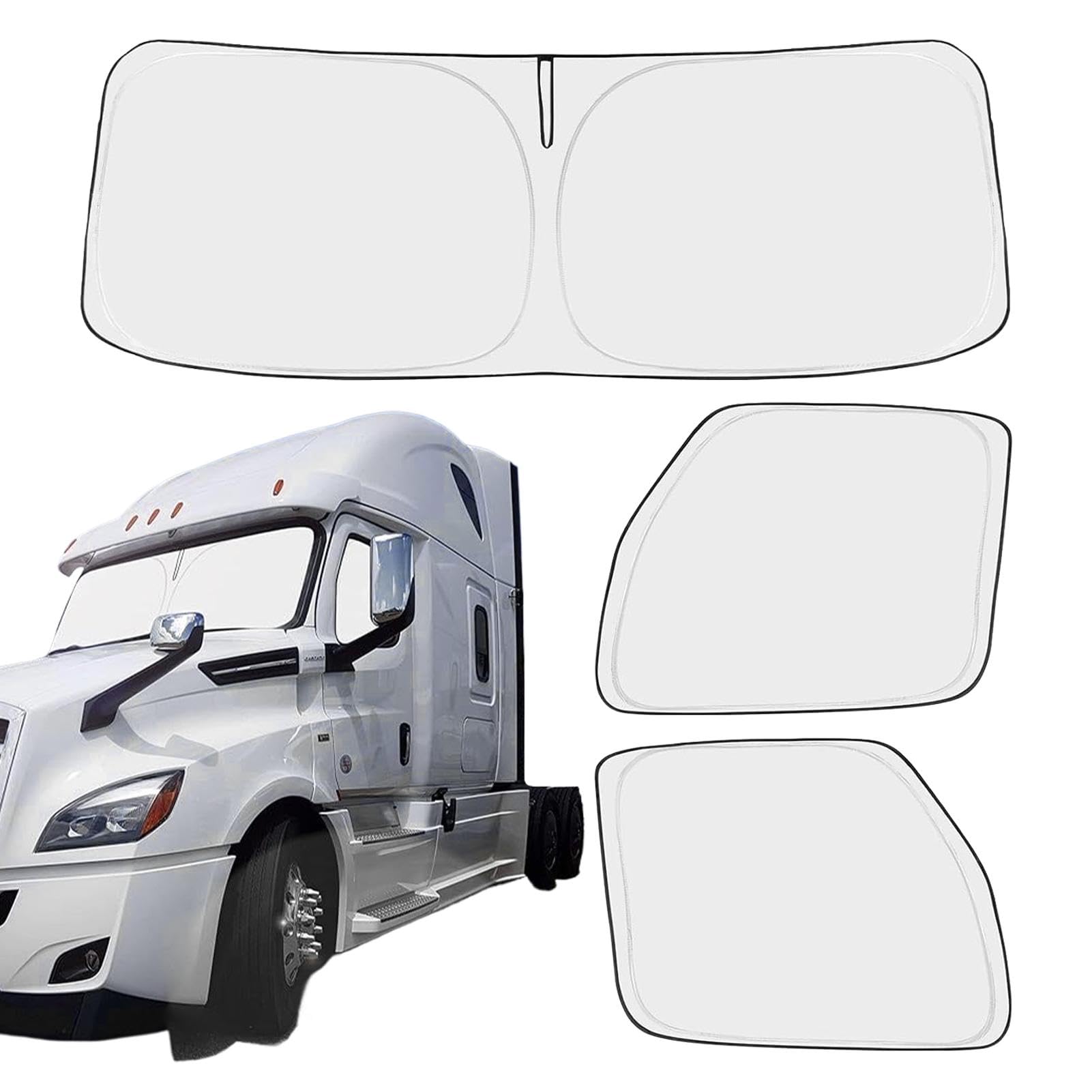 Truck Front Window Sunshade, 3 Piece Set, Silver PVC Sun Shade Blocker, Full Coverage for Driving, Travel, Camping, Four Season Protection, Easy to Install, Semi Truck Window von Bsbkoj