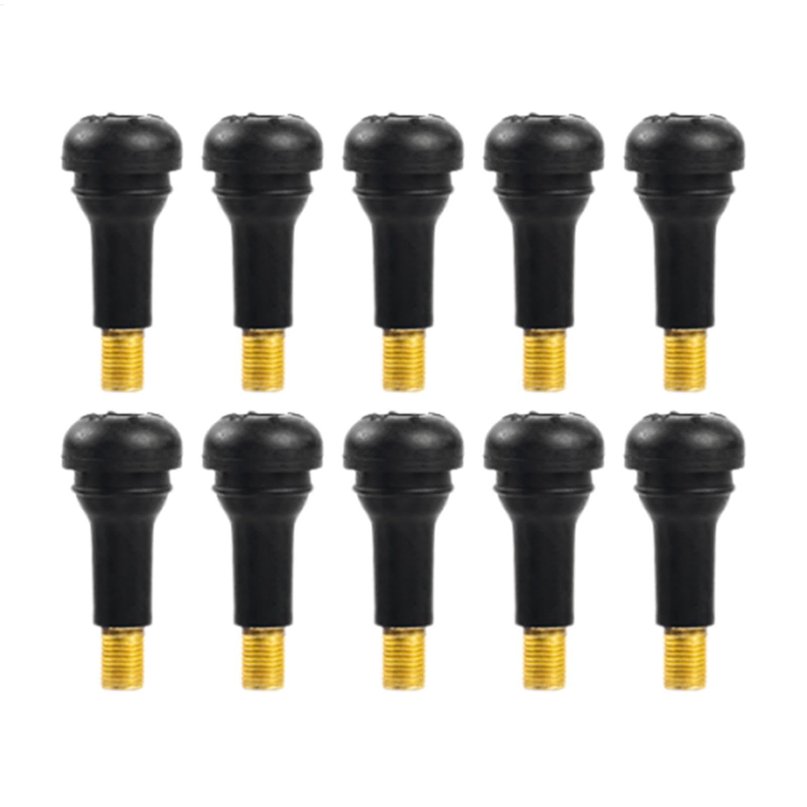 Tubeless Tire Valves, 10X Motorcycle Valve Stems, Heavy Duty Rubber Valve, Airtight Copper-Aluminum Auto Parts for Go-Karts, Trucks, Lawn Mowers, Trailers von Bsbkoj