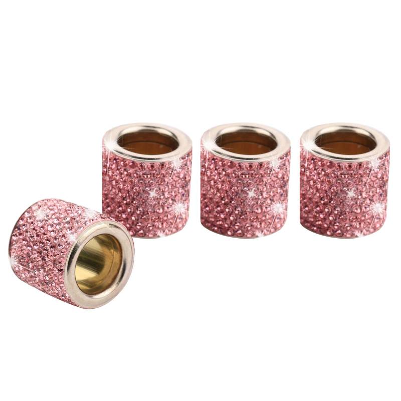 4 Pack Auto Kopfstütze Halsbänder Glitzer, Auto Zubehör Innenraum Deko Bling Bling, Auto Deko Diamant Strass, Auto Accessoires Glitzer Ringe Personalisiert (Hellrosa) von Bseical