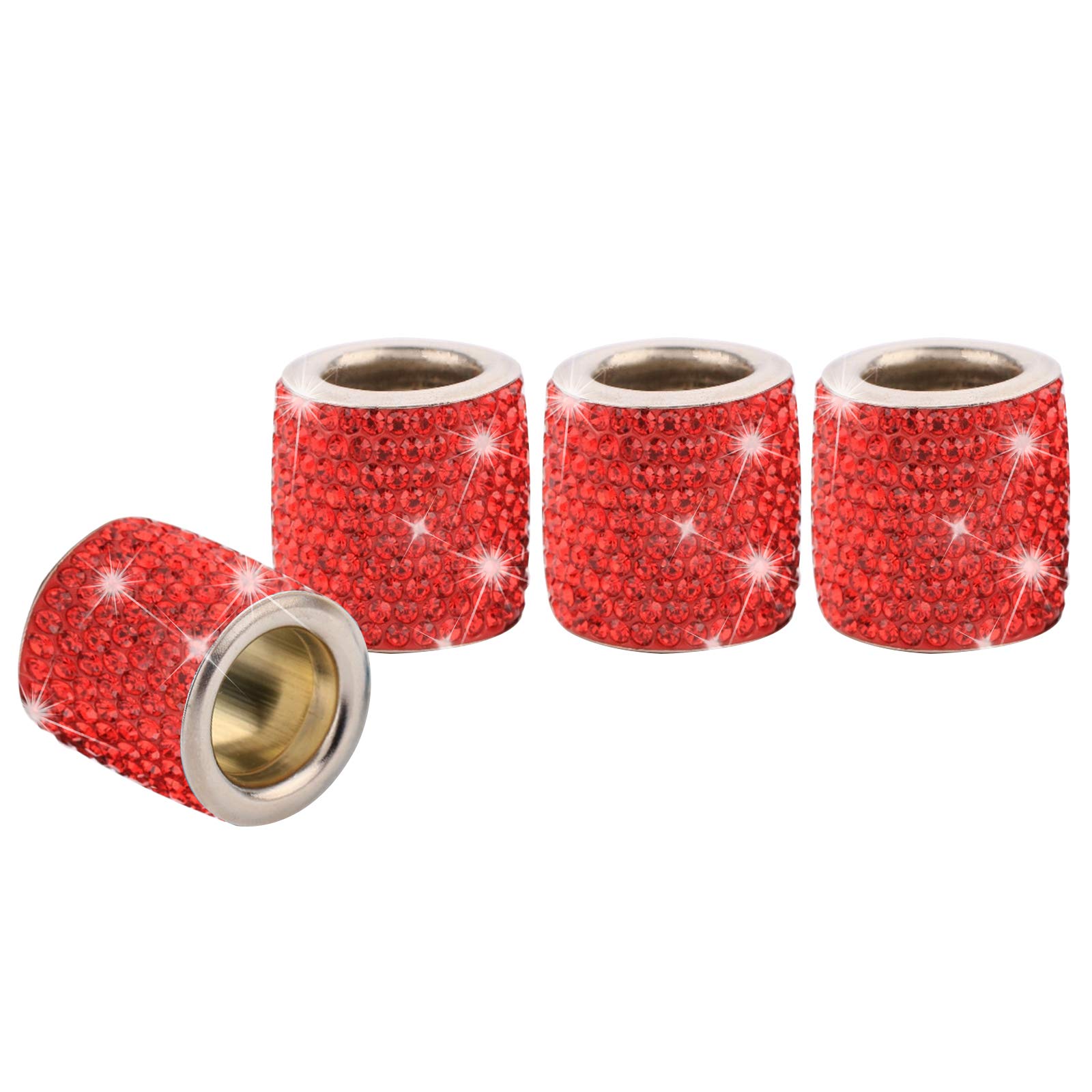 4 Pack Auto Kopfstütze Halsbänder Glitzer, Auto Zubehör Innenraum Deko Bling Bling, Auto Deko Diamant Strass, Auto Accessoires Glitzer Ringe Personalisiert (Rot) von Bseical