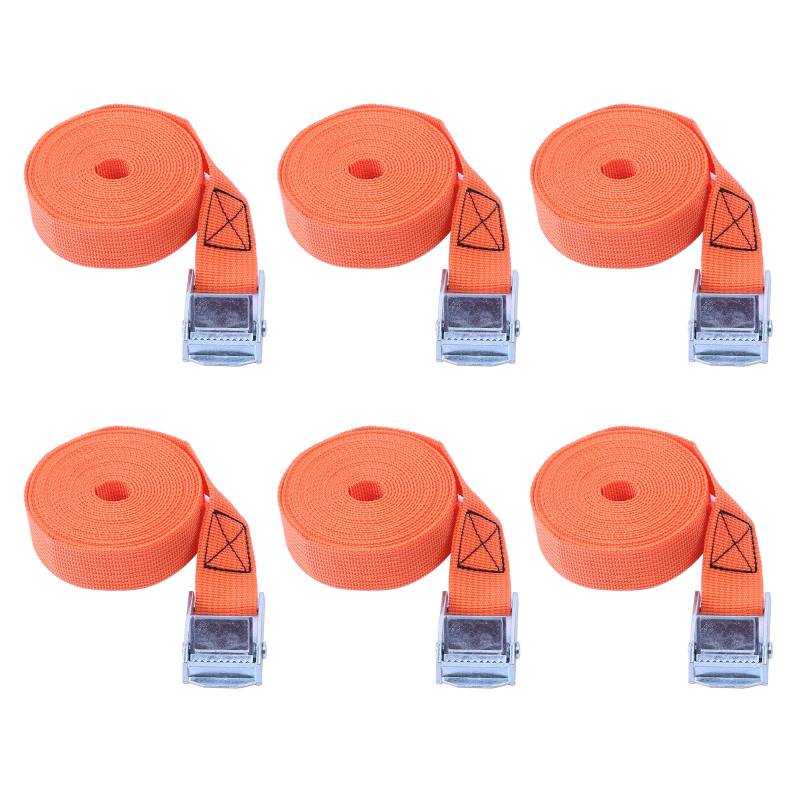 6 Stück Spanngurte Zurrgurt Mit Ratsche, Befestigungsriemen Fahrradträger, Schnellspanngurt Gepäckspanner Elastisch, Für Camping Outdoor Und Autotransport Usw (25mm*1m, orange) von Bseical