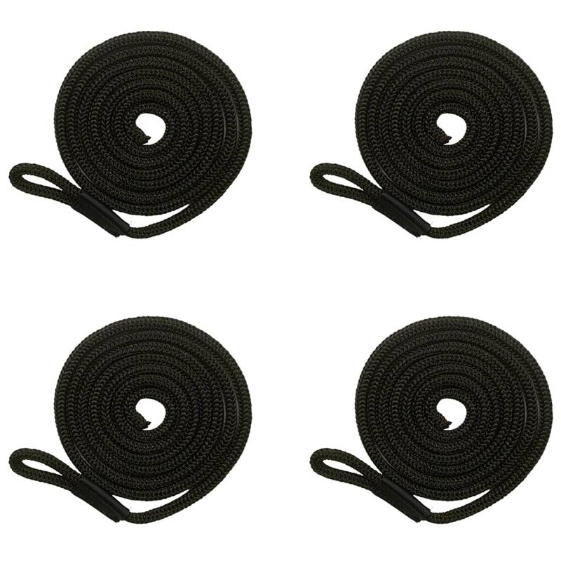 Bungee Dock Line, 4 Stück Festmacher Seil für Boote Dock, Festmacherleine Fenderseil mit Auge, Boot Fenderleine für Wasserfahrzeuge, kleine Boote und Andere Wasseraktivitäten(1.5m*6mm, Schwarz) von Bssowe