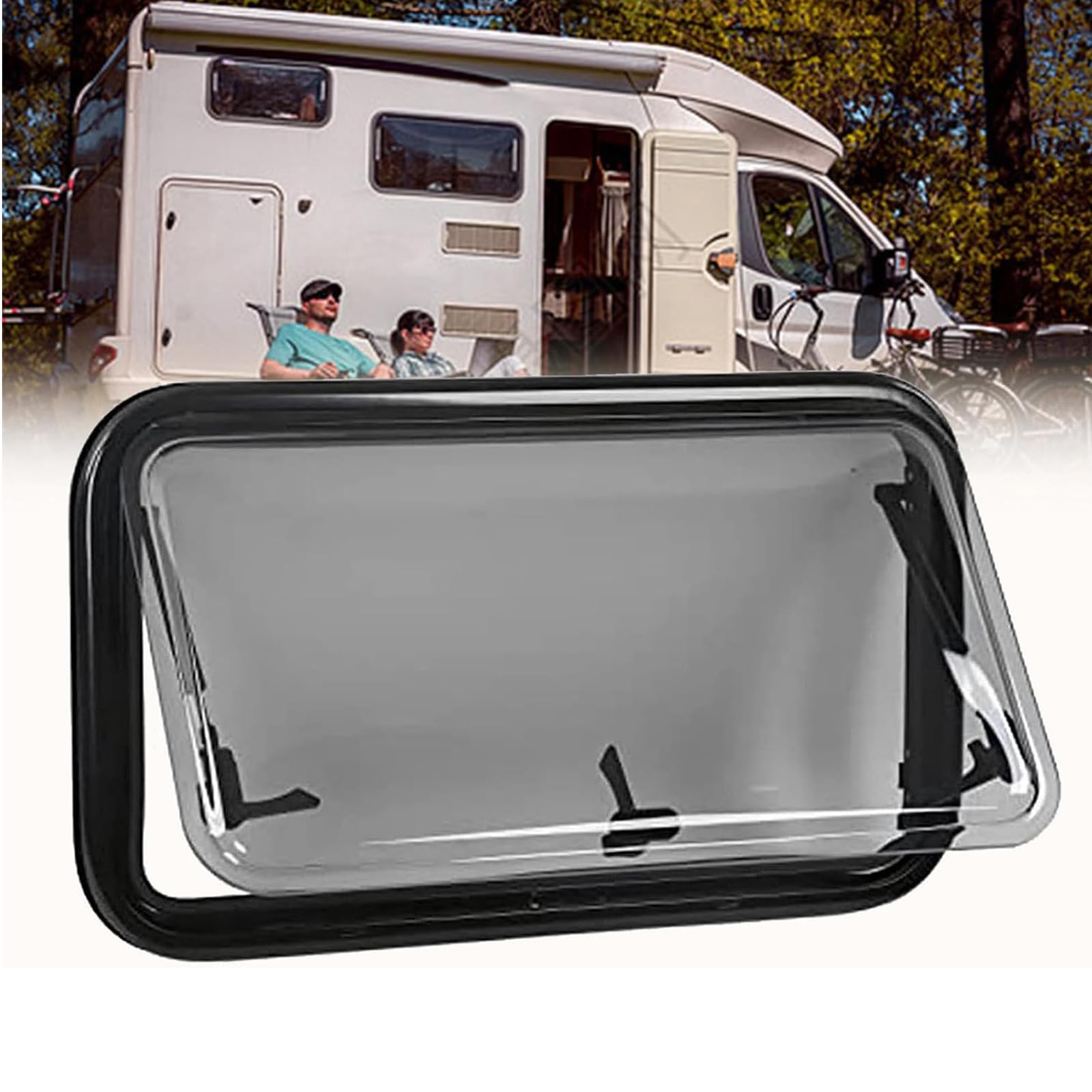 BsxiouY Ersatz des Campingfensters für Wohnwagen für Wohnmobile, rundes Acryl-Isolierglas aus Aluminium für Wohnmobil-Ausgangsfenster, doppeltes Schiebefenster, 600 x 600 mm von BsxiouY