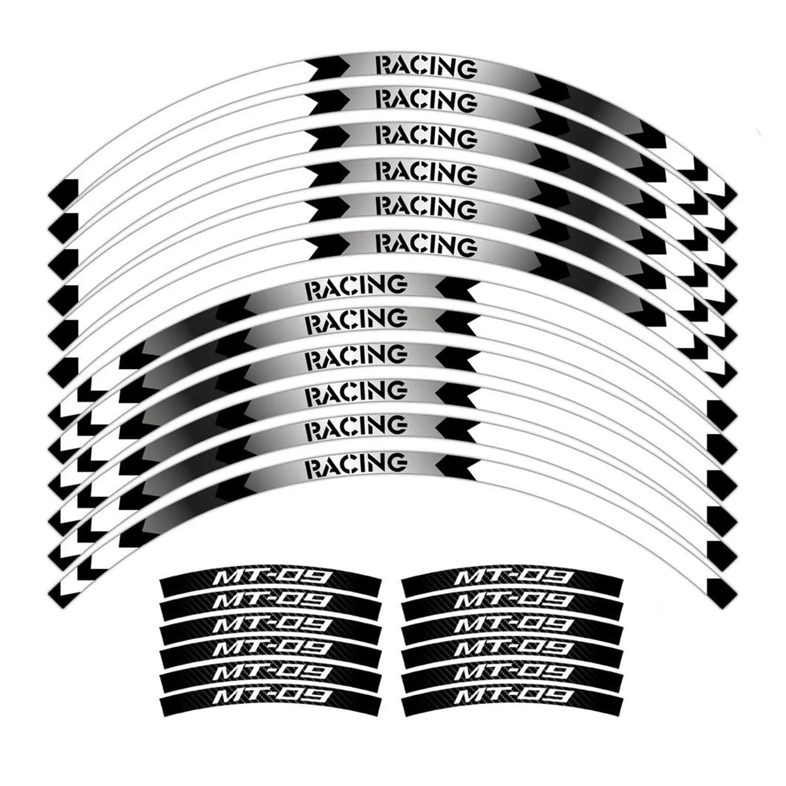 Btwodian Motorrad Fairing Stickers Für MT-09 MT09 MT 09 Motorrad Reflektierender Felgenaufkleber Racing Felgenstreifen-Aufkleber(C) von Btwodian