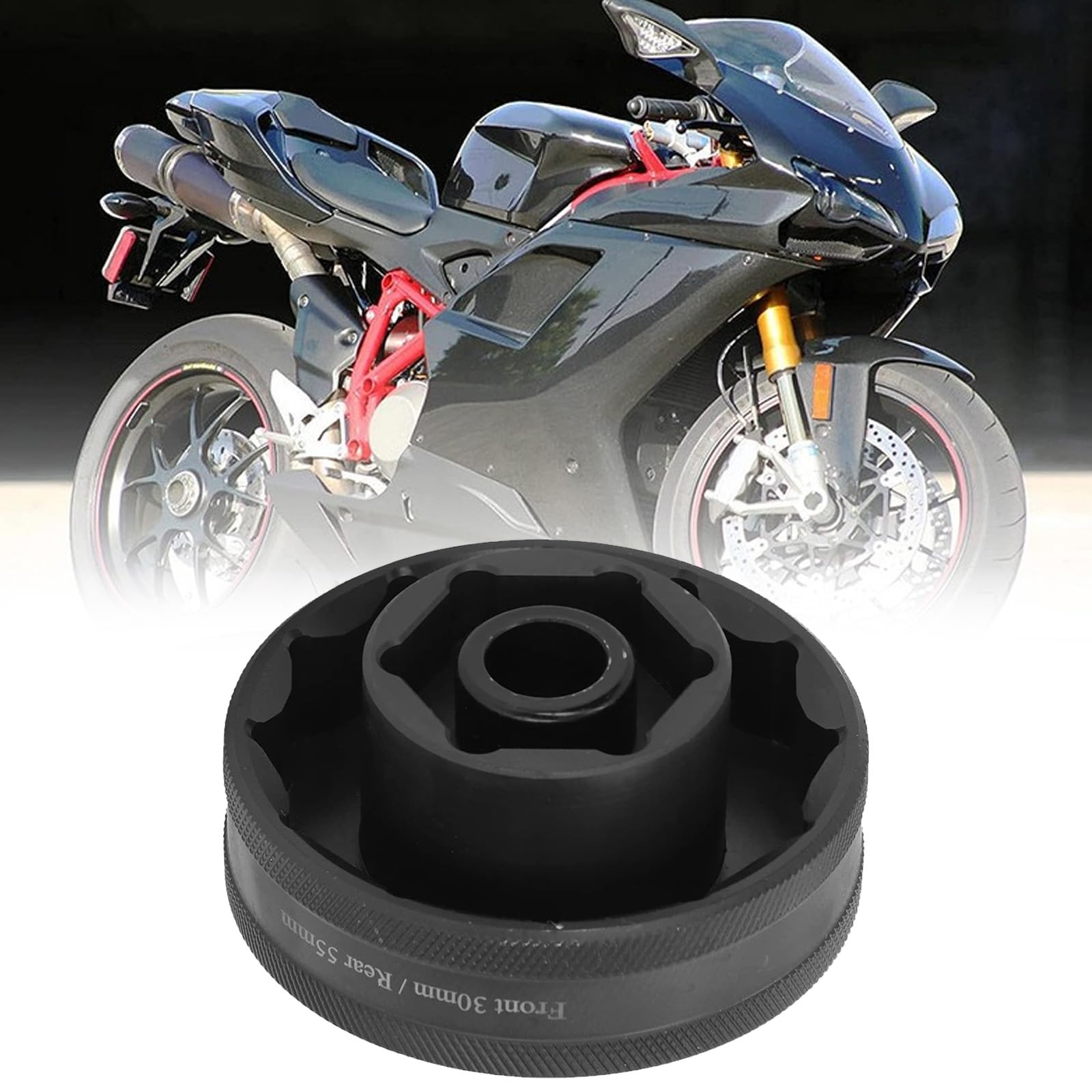 Buaak Vorderrad Hinterradachsen Mutter Steckschlüssel Werkzeug, Vorderrad Achsenmutter Stecknuss Werkzeug Kompatibel Für Ducati 1098 1198 1199S(Schwarz,55mm,30mm) von Buaak