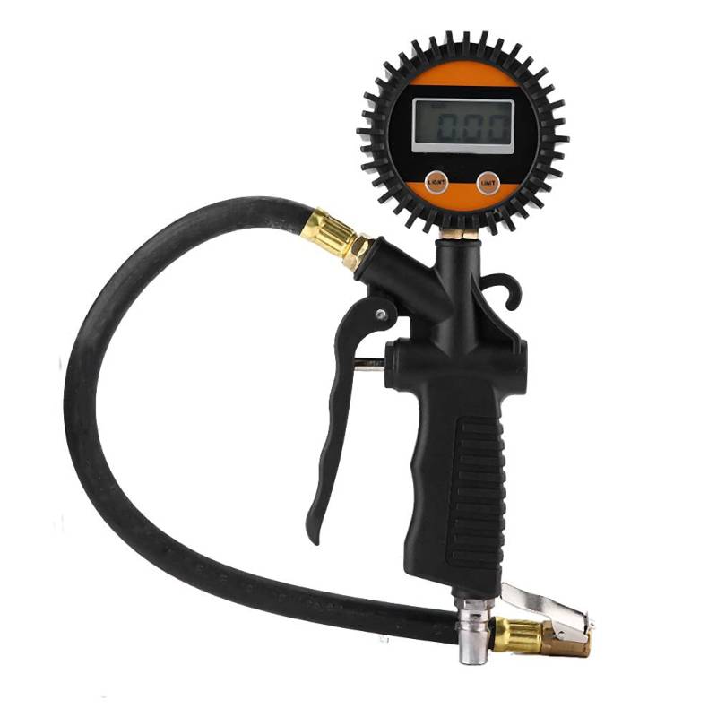 Mini Digital Reifenfüller, Reifen Druckmesser 100 PSI 7 Bar Tragbare Reifenluftpumpe mit Digitalem LCD Bildschirm und LED Beleuchtung für Fahrrad, Motorrad von Buachois