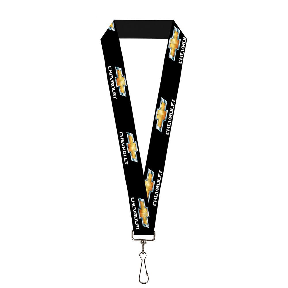 Buckle Down Lanyard-Schlüsselband, 2,5 cm, mit Chevrolet-Logo, Schwarz/Silber/Gold/Weiß, mehrfarbig, Einheitsgröße von Buckle-Down