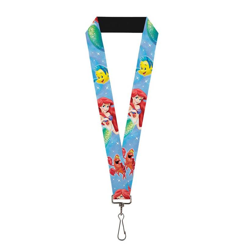 Buckle-Down Lanyard-1.0-Ariel, Flunder & Sebastian/Sparkles Blue, Mehrfarbig, Einheitsgröße von Buckle-Down