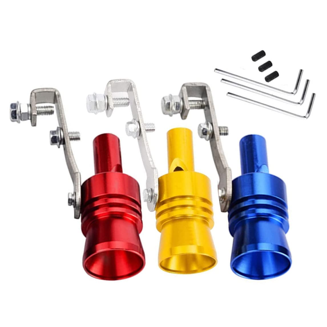 3pcs Turbo -Abgaspfeife, Abgabrohr -Turbo -Schallpfeife, Turbo -Sound -Auspuff -Mufflerrohr -Pfeife, Aluminiumlegierauto -Roar -Hersteller für Automobilzubehör (Rot+Gold+Blau) von Budstfee