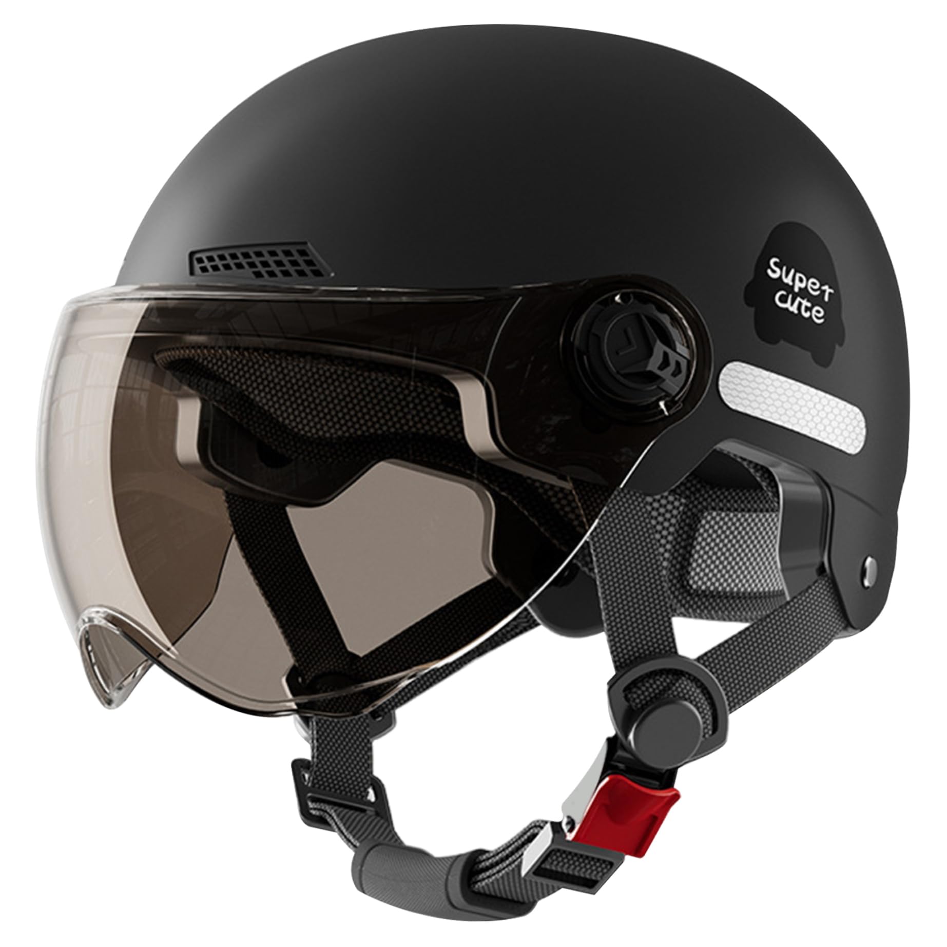 Motorrad halb Gesichtshelm | Motorradhelme, halb Gesichtsmotorradhelm Stoßdichter Helm mit Schutzbrillen Schnalle, Sonnenschutzwinddichte Retro -Motorradhelm für Männer und Frauen von Budstfee