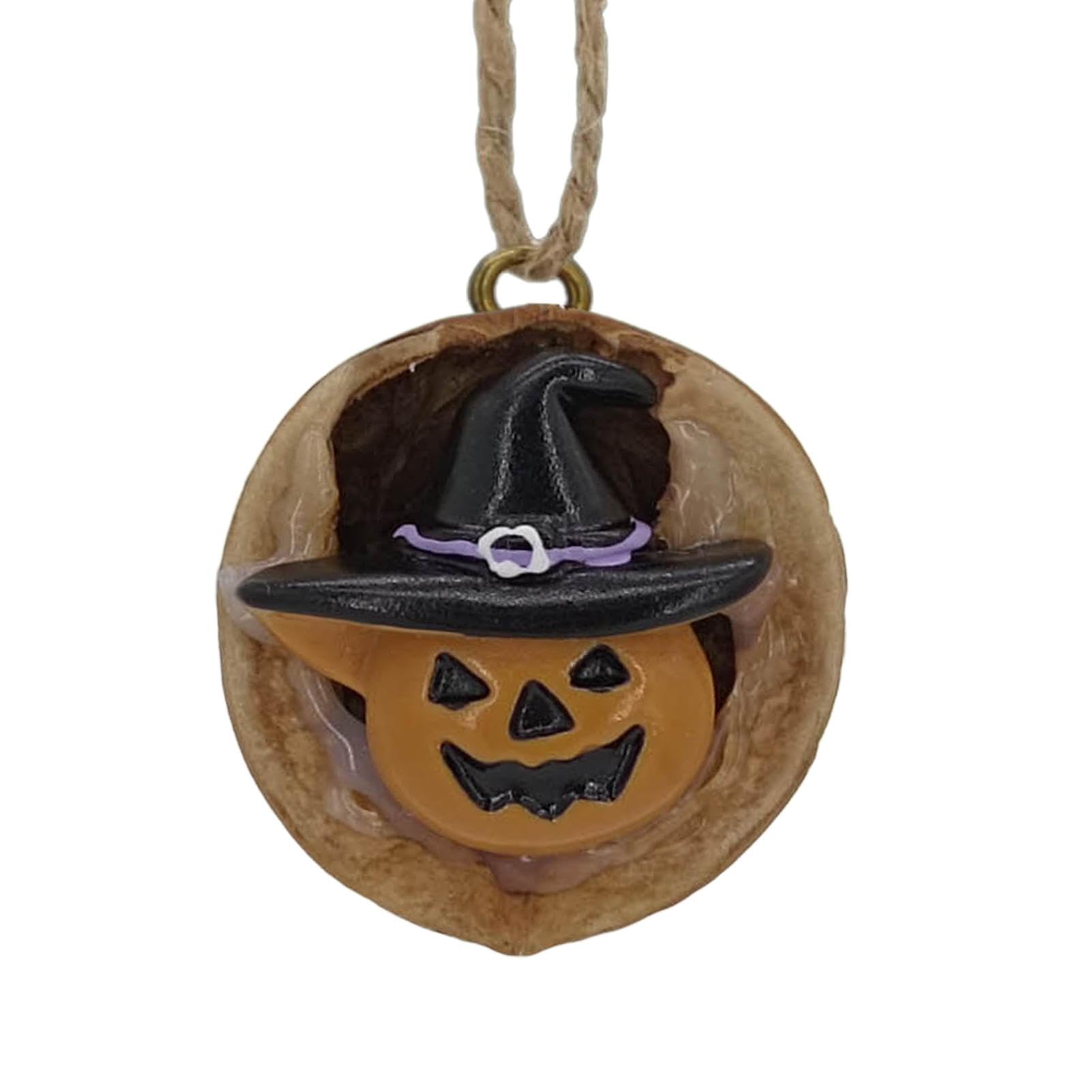 Buerfu Halloween-Baumdekorationen, schwingendes Auto-Ornament | Halloween Gothic Walnuss Muschel Auto Anhänger | Halloween-Anhänger, Auto-Innenzubehör, Halloween-Dekoration für Damen und Herren von Buerfu