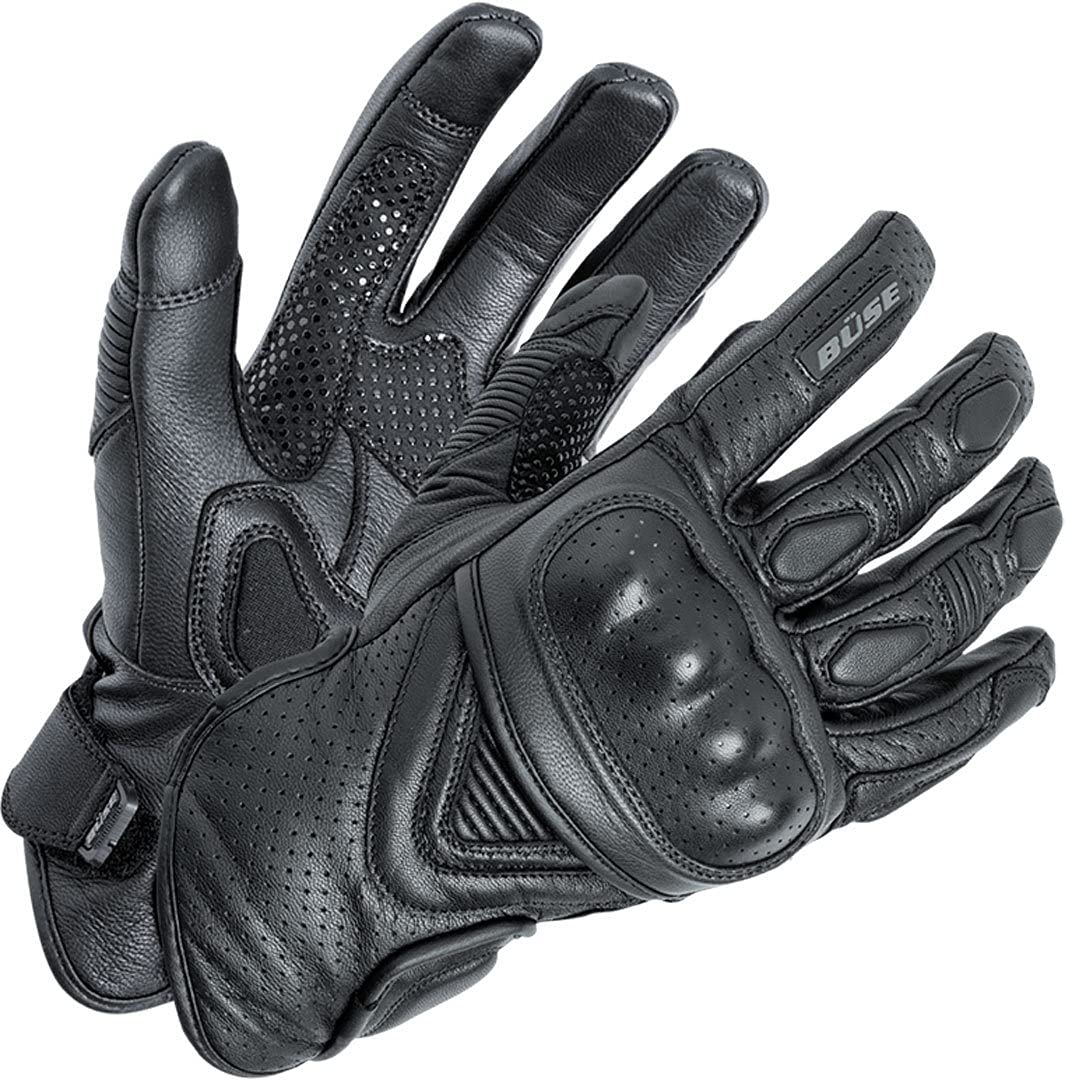 Büse Cafe Racer perforierte Motorrad Handschuhe, schwarz, 10 (XL) von Büse