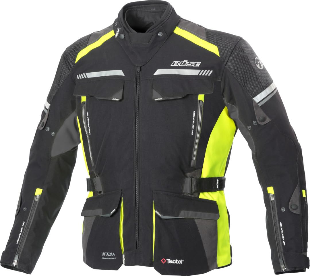 Büse Highland 2 Motorrad Textiljacke (Black/Grey/Yellow,54) von Büse