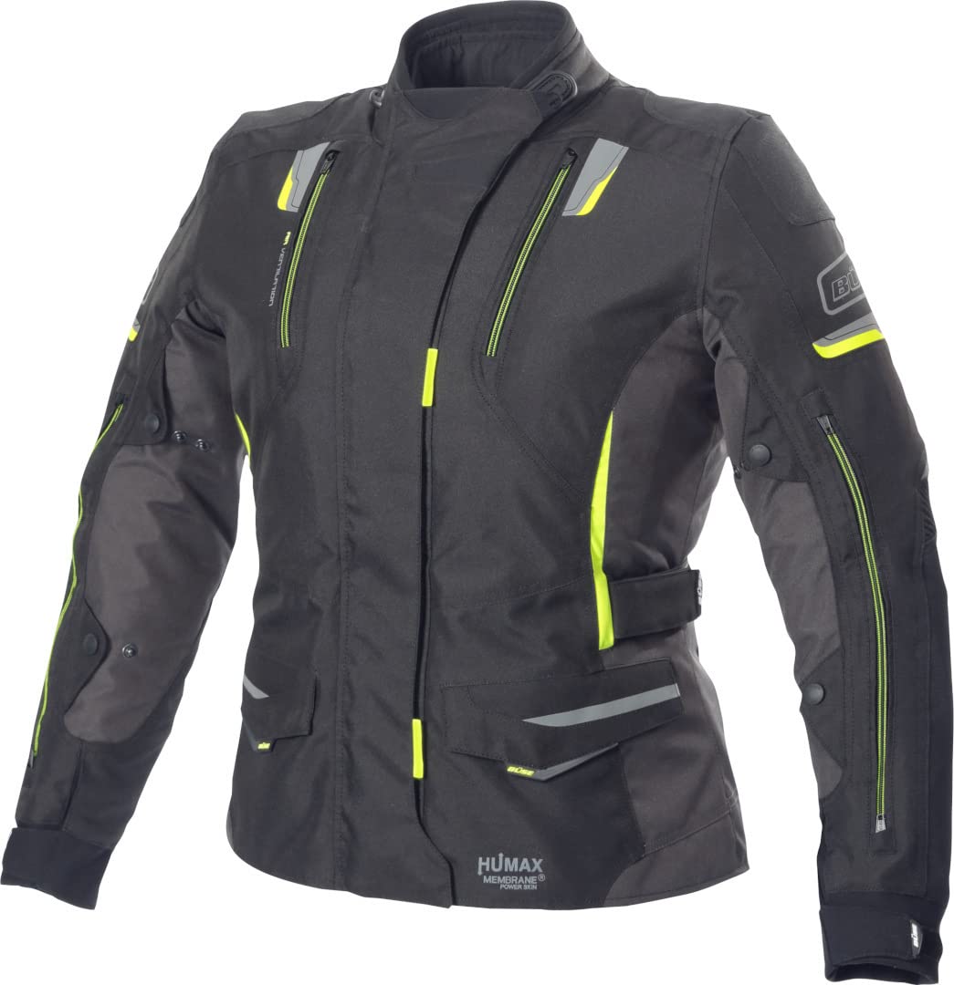 Büse Jana Damen Motorrad Textiljacke, schwarz/grau/gelb, 42 von Büse