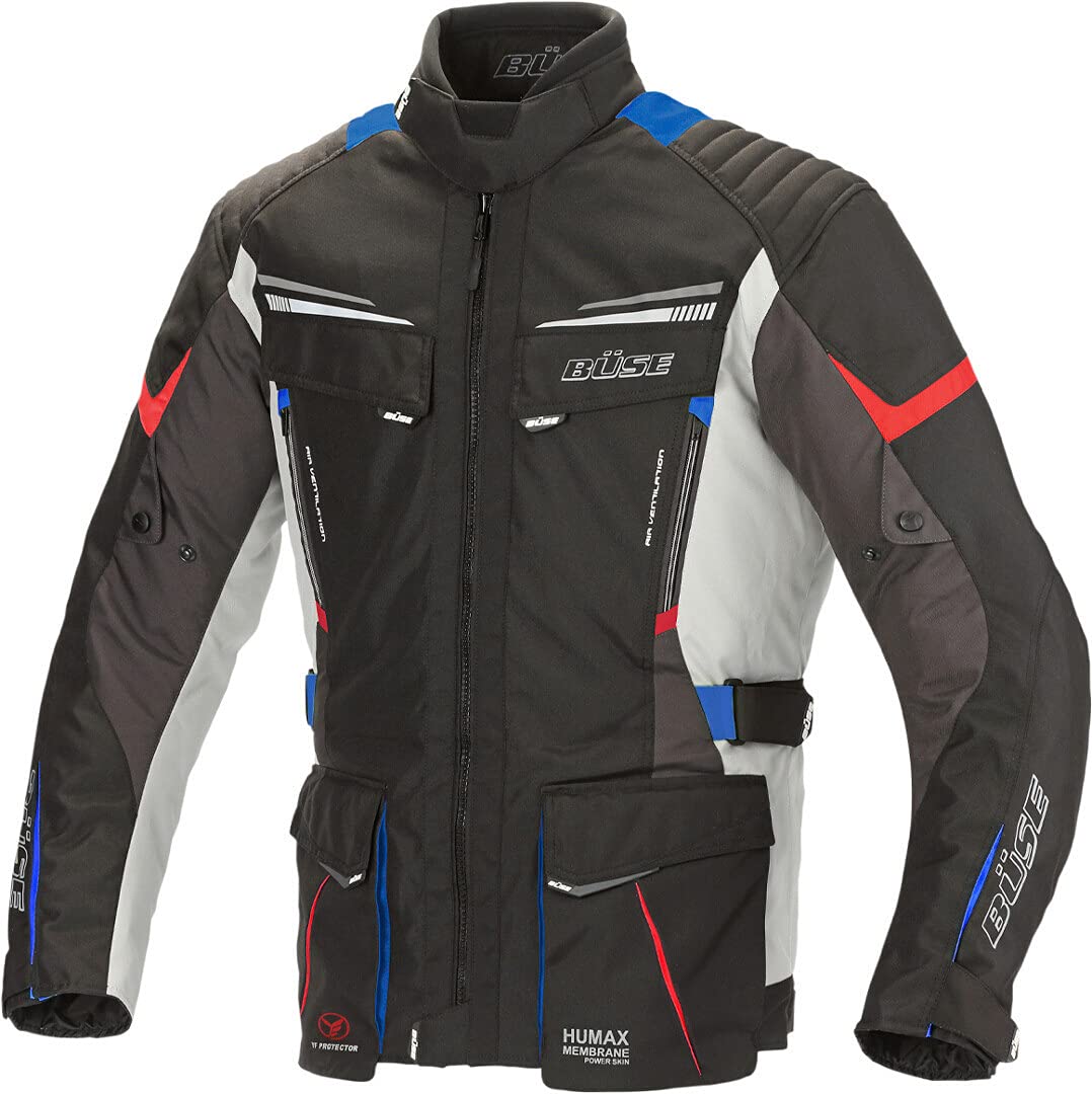 Büse Lago Pro Motorrad Textiljacke, schwarz/blau/rot, 3XL von Büse