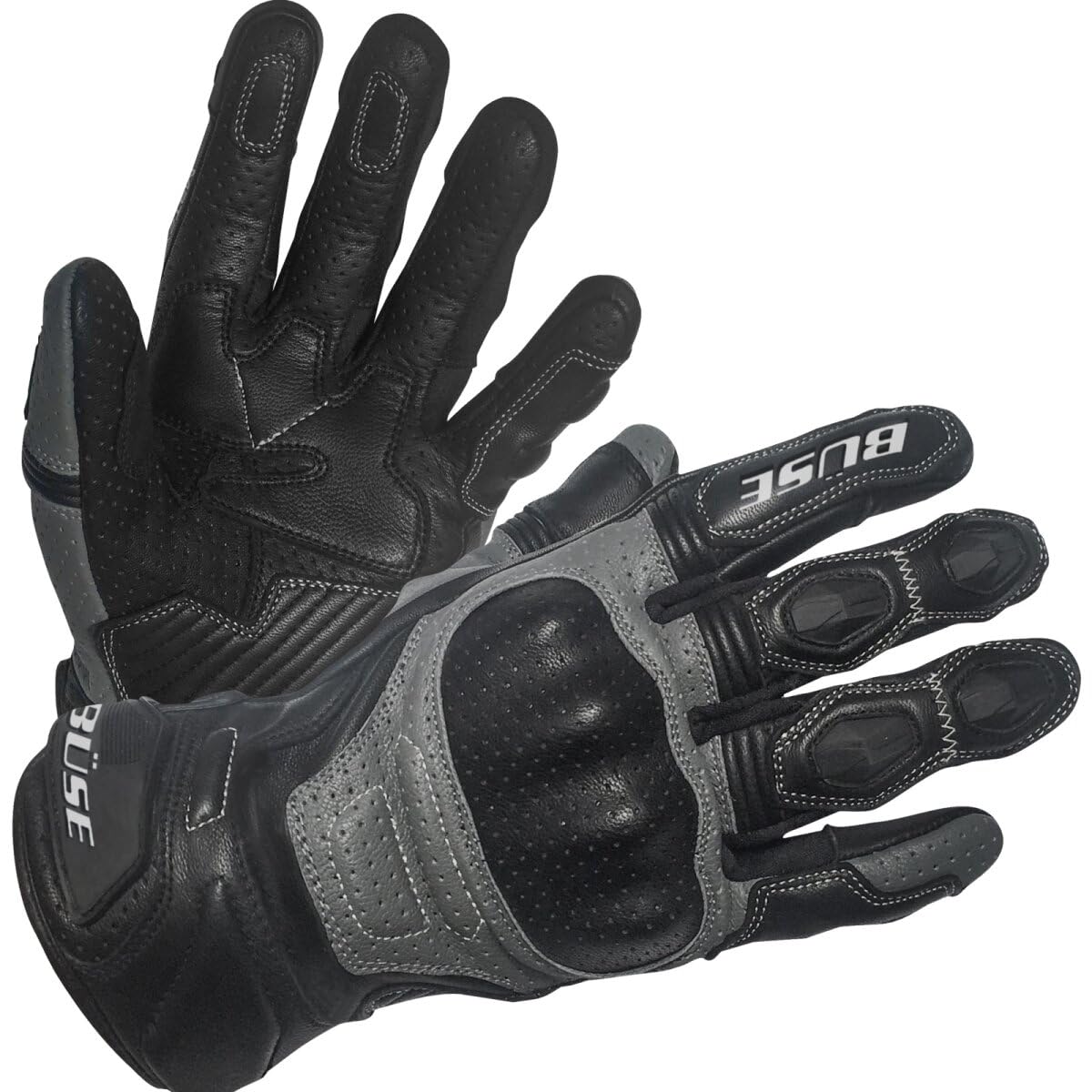 Büse Miles perforierte Motorrad Handschuhe, schwarz/grau, 9 von Büse