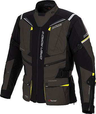 Büse Open Road III, Textiljacke wasserdicht - Dunkelgrau/Schwarz/Neon-Gelb - 52 von Büse