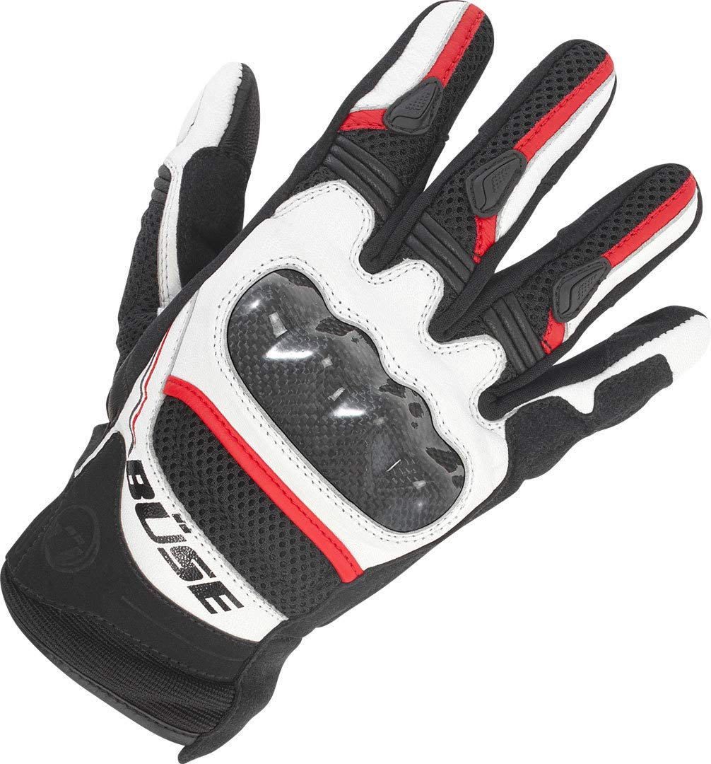 Büse Safe Ride Motorradhandschuhe (Black/White/Red,12) von Büse