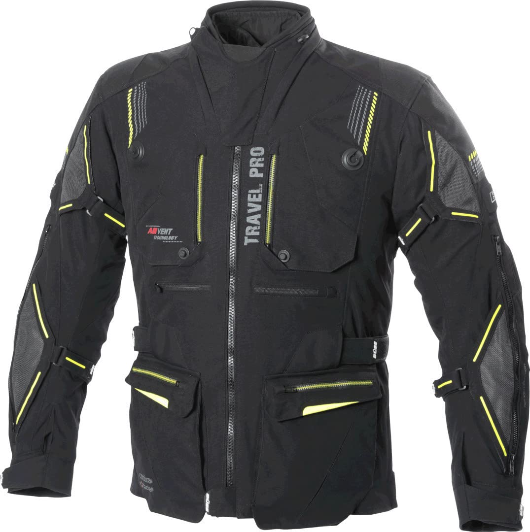 Büse Travel Pro Motorrad Textiljacke, schwarz/grau/gelb, 58 von Büse