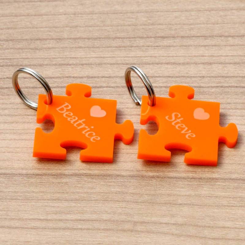 Bütic GmbH Plexiglas® farbige Liebes-Anhänger Acrylglas Schlüsselanhänger mit Wunschgravur, Motivauswahl:Puzzle Orange von Bütic GmbH