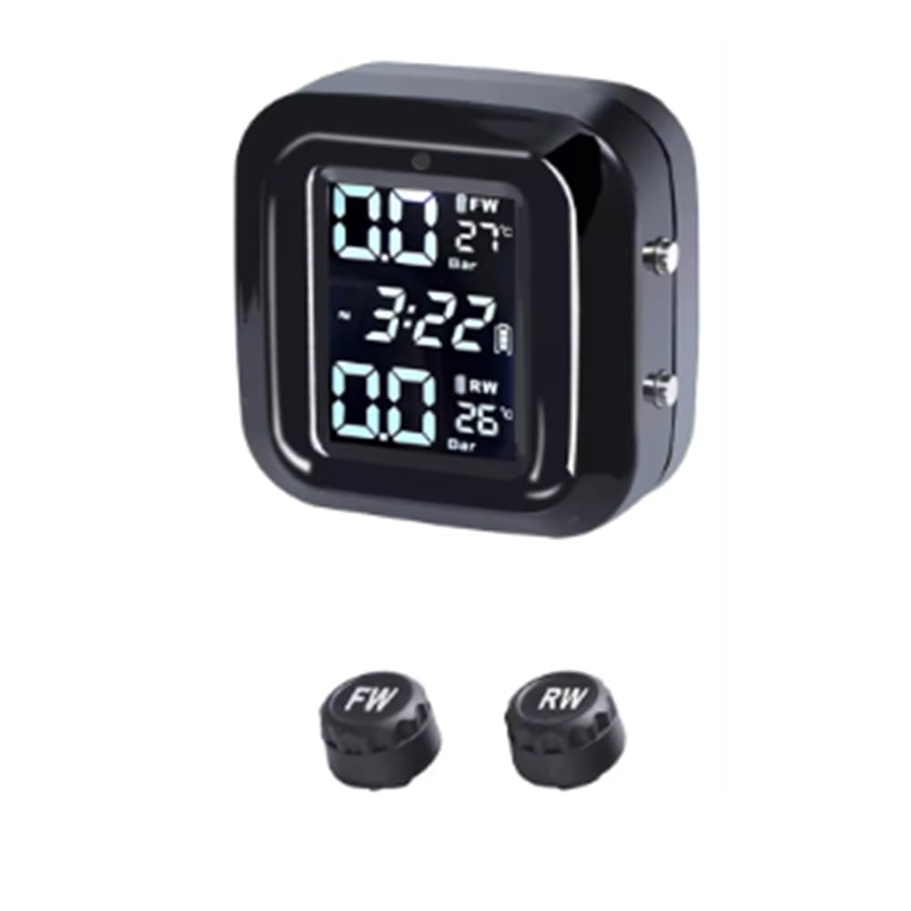 Bueyrfrq Motor-Reifendrucküberwachungs-AlarmsystemDrahtloses LCD-Display Motorrad TPMS Reifentemperaturtester von Bueyrfrq