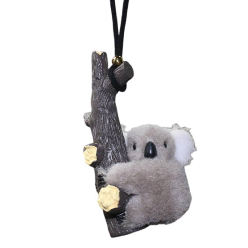 Buhjnmik Auto-Rückspiegel-Koala-Anhänger aus Glas, Rückspiegel-Plüsch-Koala-Ornament | Innenauto-Plüschanhänger Süßer Koala - Lustige Rucksackanhänger für Damen und Mädchen, Road Trip, für SUV, von Buhjnmik