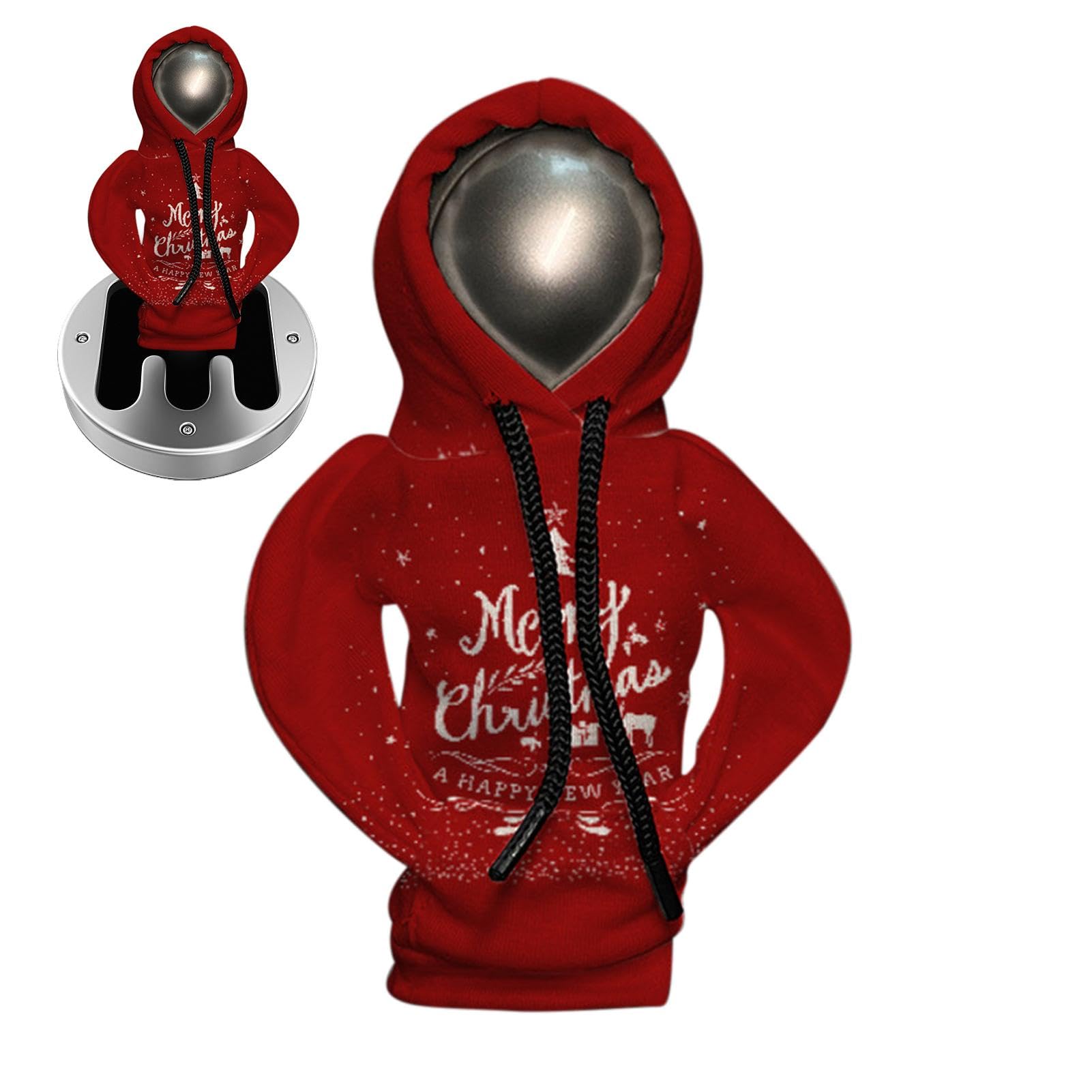 Buhjnmik Gangschaltungs-Hoodie, Auto-Gangschaltungs-Hoodie | Lustiger Auto-Shifter-Hoodie,Winziger Kapuzenpullover für Auto-Schalthebel, Weihnachtsdruck, Winter-warmer Schaltknauf-Abdeckungspullover, von Buhjnmik