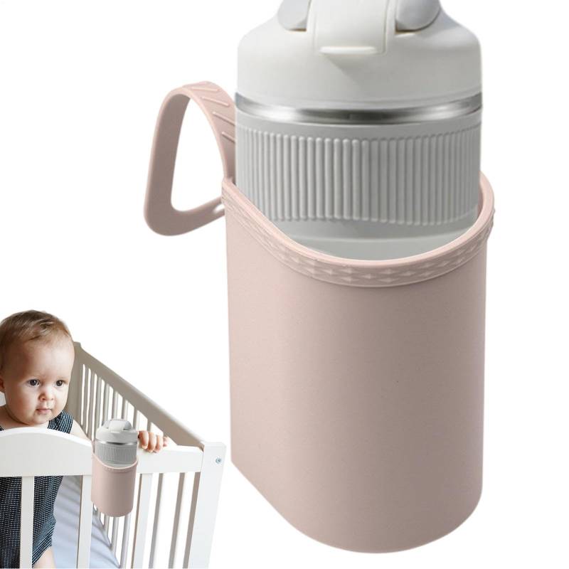 Getränkehalter und Organizer, Getränkehalter für Rollstuhl, Kinderwagen-Getränke-Organizer, einfach einzurichten, weit verbreitet, 30 x 9 x 9 cm, Rosa/Grau für Wasserflasche, Becher von Buhygn