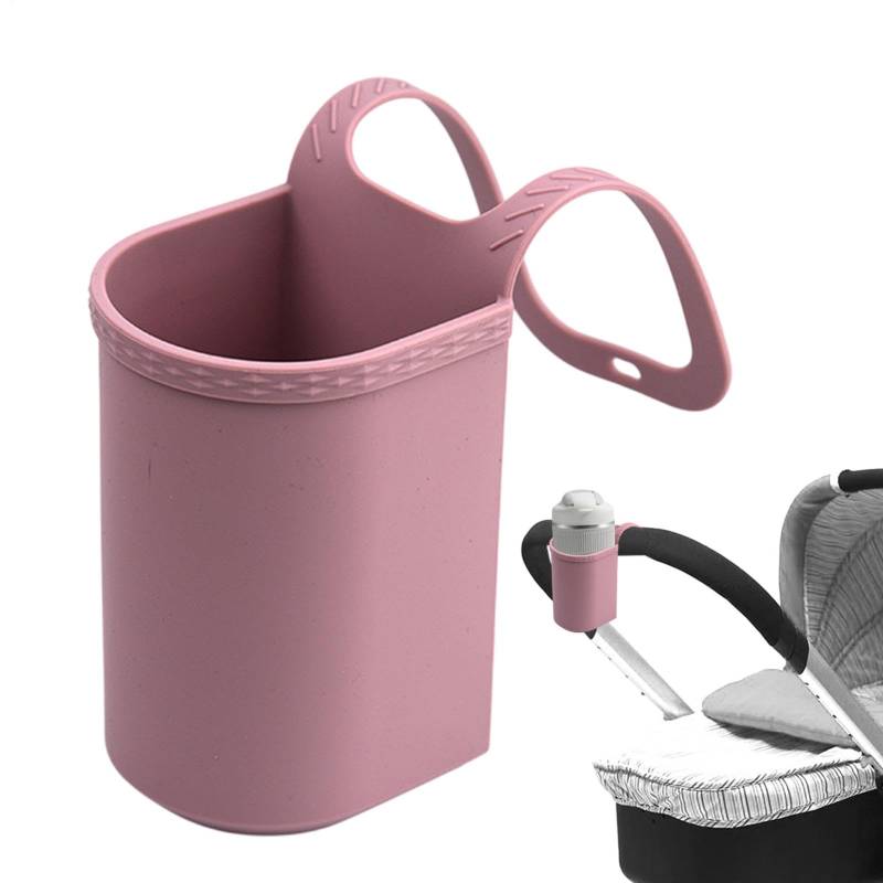 Kinderwagen -Getränkehalter und Organizer, Rollstuhlgetränkehalter, Kinderwagen -Getränke Organizer, einfach zu richten, weit verbreitete, 30 x 9 x 9 cm, rosa/grau für Wasserflaschen, Becher von Buhygn