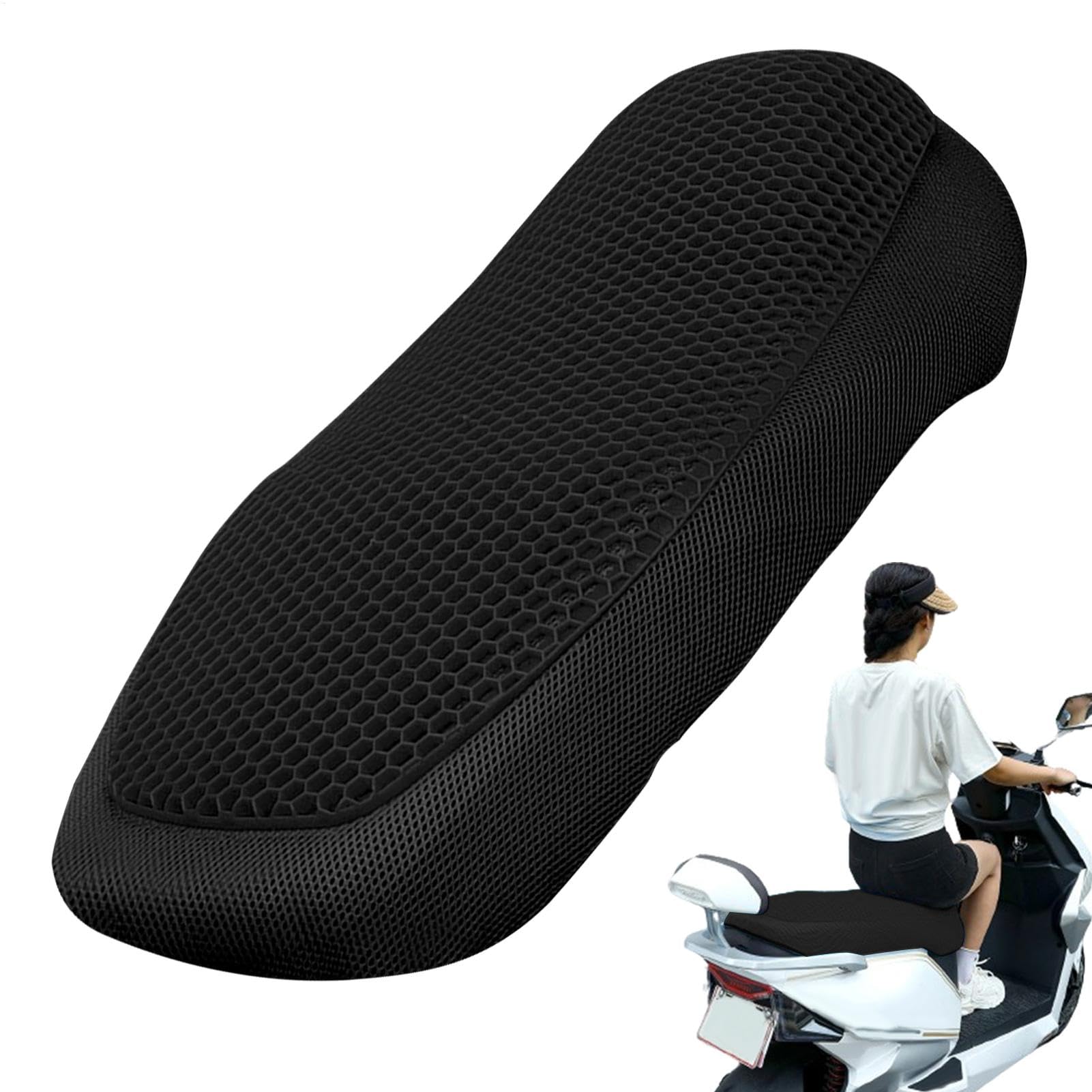 Buhyujkm Gel Seat Pad Motorcycle, Non-Hardening Waterproof Cushion, 26.77x11.81 inches, Honeycomb Shock-Absorbing Pad, Breathable Thickened Seat Protector for Comfort on Long Rides von Buhyujkm