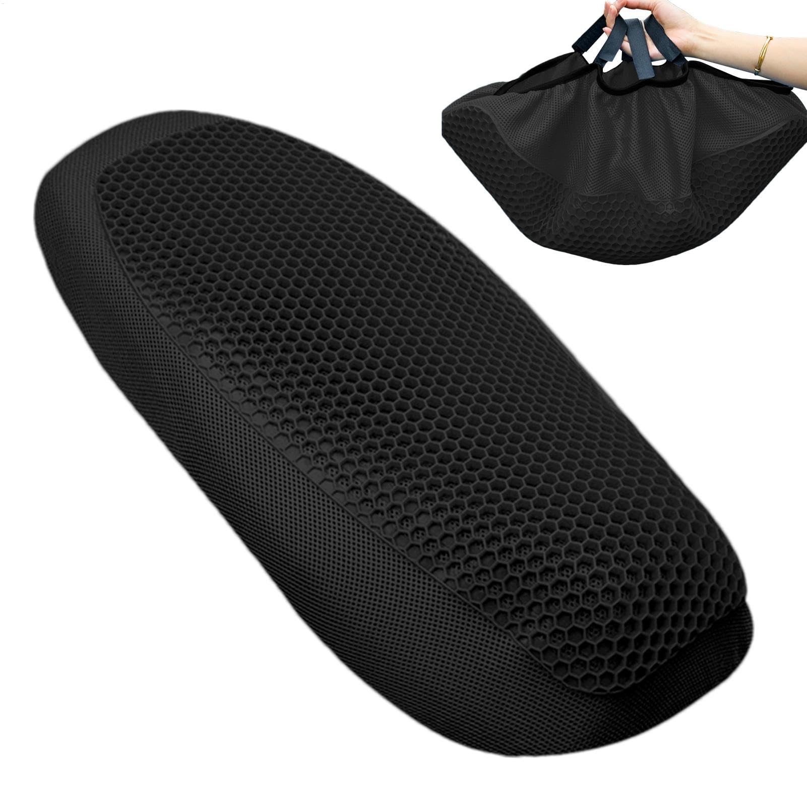 Buhyujkm Gel Seat Pad Motorcycle, Non-Hardening Waterproof Cushion, 26.77x11.81 inches, Honeycomb Shock-Absorbing Pad, Breathable Thickened Seat Protector for Comfort on Long Rides von Buhyujkm