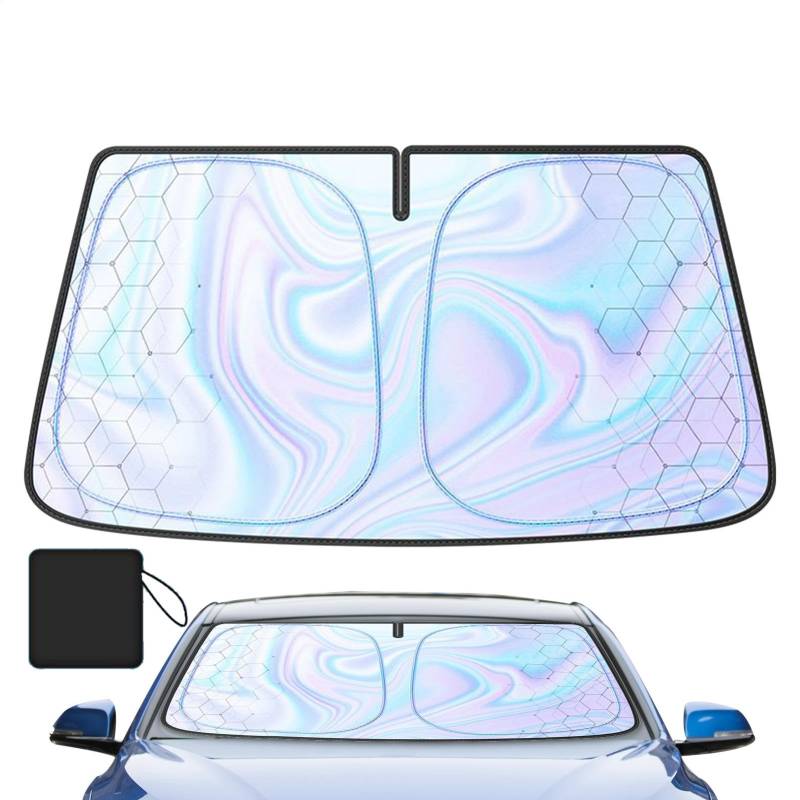 Car Windshield Sun Shade, Sunshade Blocker for Protection, 145x80cm/57.09x31.5 Inches Foldable Car Seat Full Shield, Blocks Max Uv Rays, Keeps Vehicle Cool von Buhyujkm