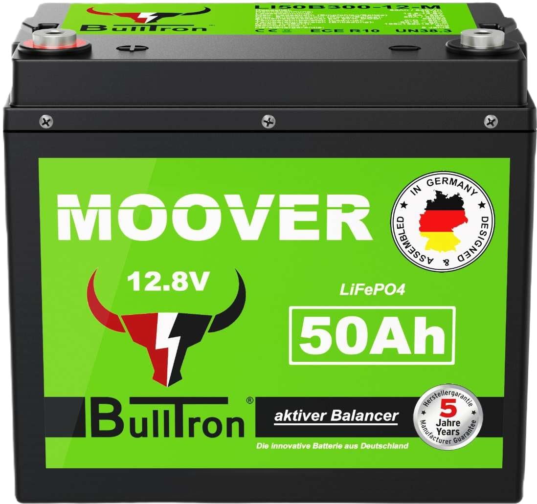 BullTron 50Ah Mover 12.8V LiFePO4 (0% nach §12 Abs. 3 UstG & 19% MwSt.), wartungsfrei, Lithiumbatterie, MPPT, Balancer, IP65 (0% MwSt. UstG §12 Abs. 3) von Bulltron