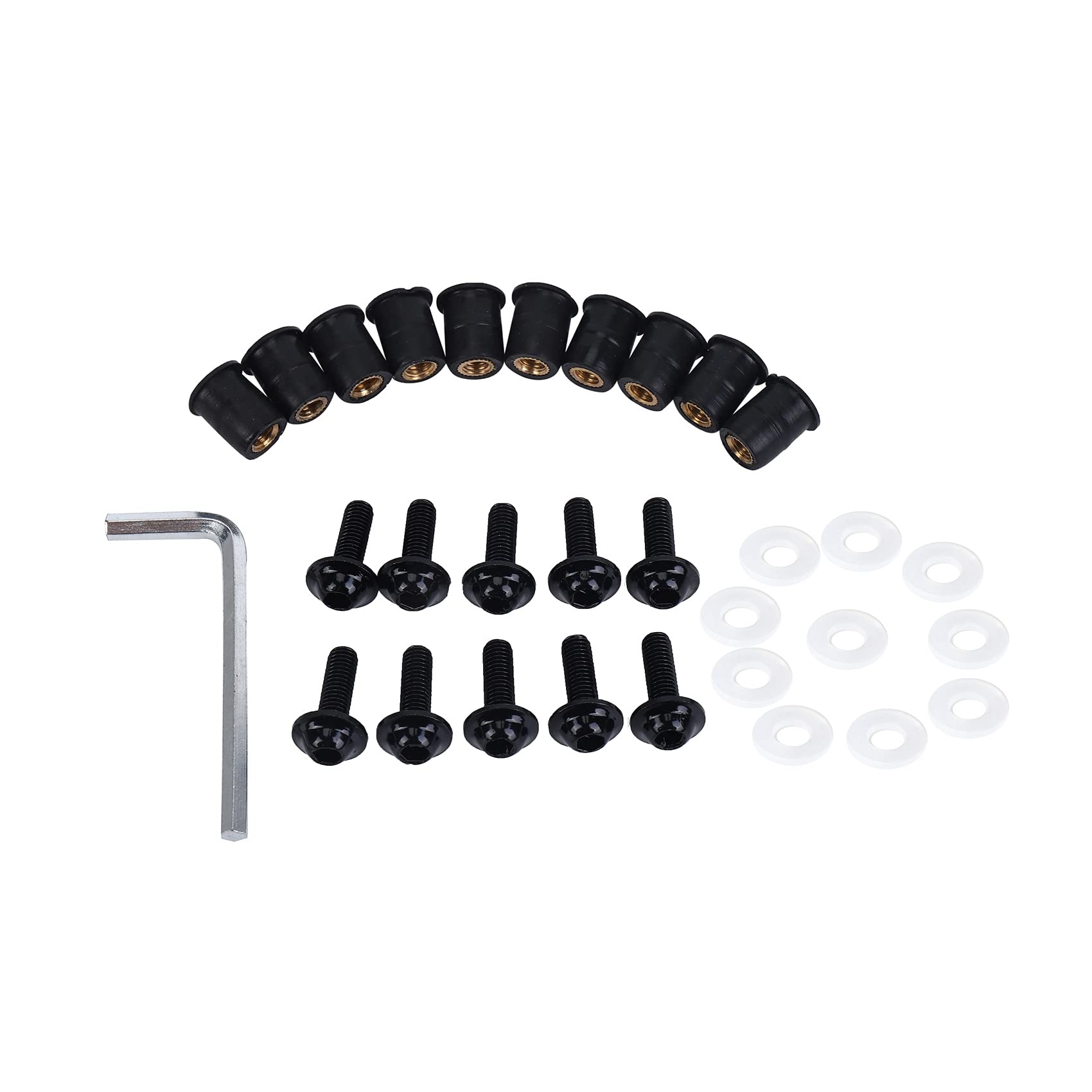 Bumdenuu 10 Stück/Set M5 Bolzen für Motorrad, metrisch, Gummi, Nüsse, gut für Windschutzscheibe, Abdeckung, Universal, für Windschutzscheibe, Zubehör von Bumdenuu