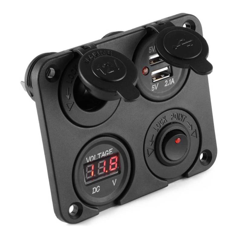 Bumdenuu DC 12V-24V Steckdose USB LadegeräT Voltmeter Schalten Panel für Fahrzeug Wohnmobil von Bumdenuu