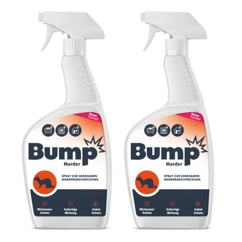 Bump Marder Marderspray 2x500ml - Marderschutz für Auto und Dachboden - Wirksam Maderschrecker Haus - Mittel Anti Marder mit Lange Betriebsdauer von Bump