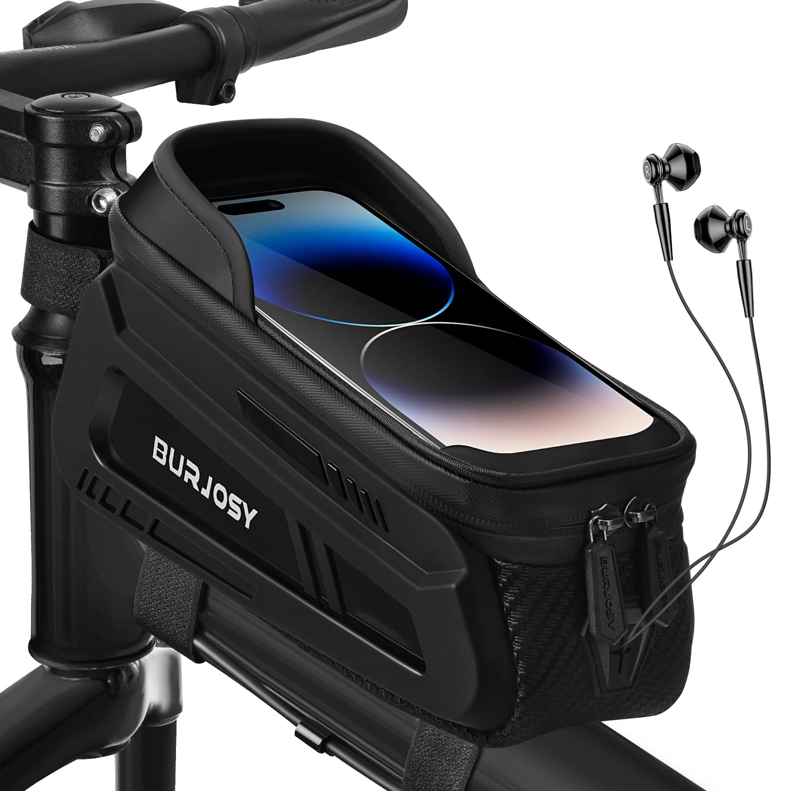 Burjosy Wasserdicht Fahrrad Rahmentasche, Fahrradtasche Rahmen mit TPU-Touchscreen und Sonnenblende, Fahrradtasche Wasserdicht für Smartphone bis zu 7 Zollc von Burjosy