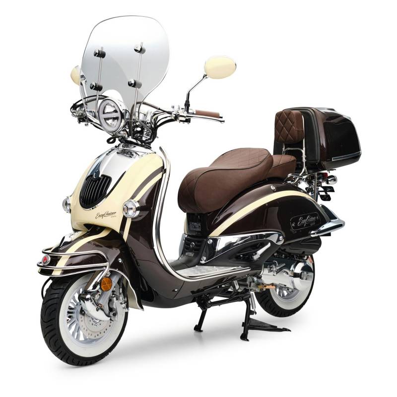 Motorroller Retro EasyCruiser Artemis Braun Beige Roller 125ccm Scooter Kraftradtrad von Burnout