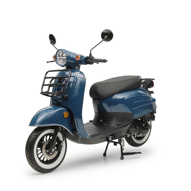 Motorroller Retro Roller Luna Ozeanblau 50ccm 25 kmh Mofa Scooter Euro 5 von Burnout