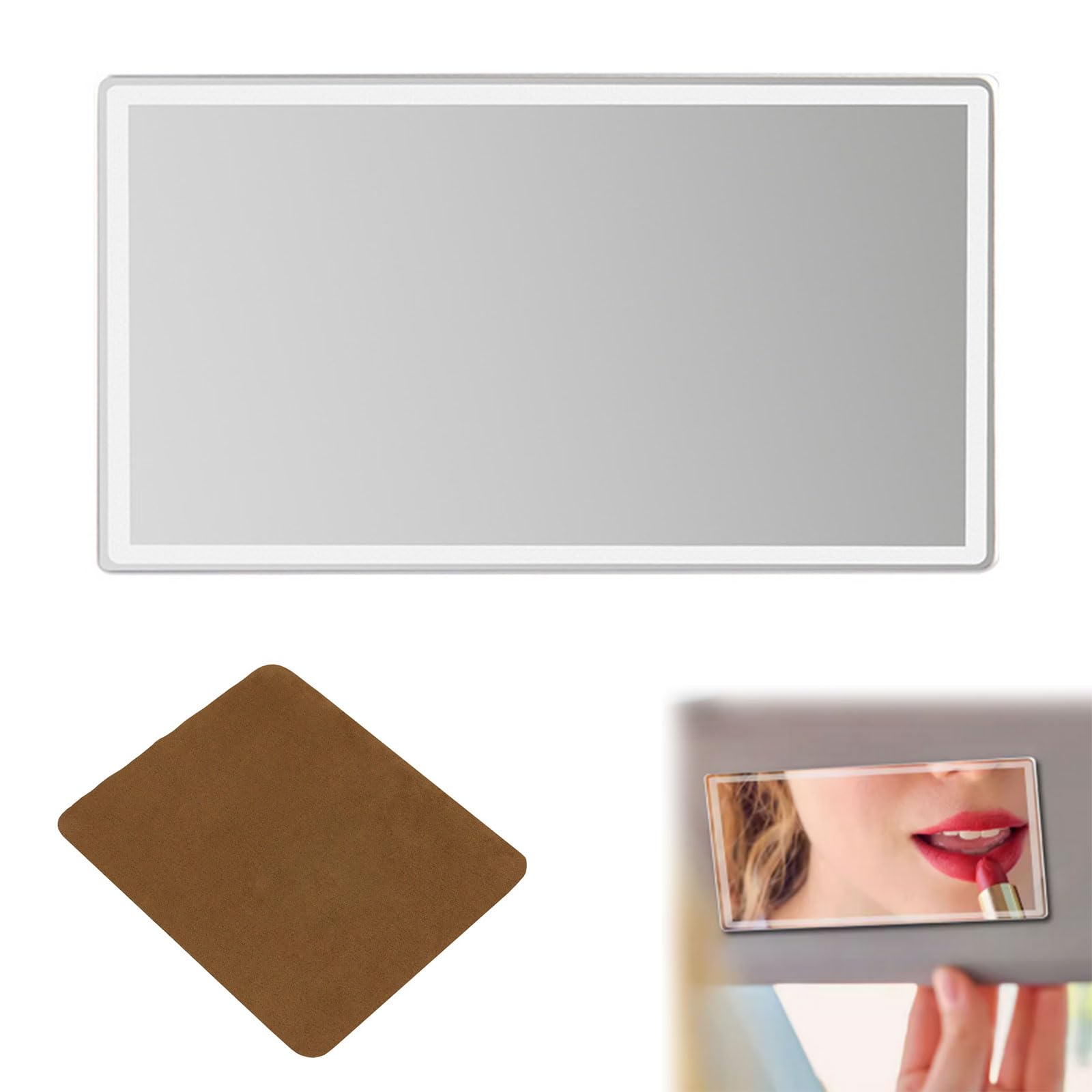 15x8 cm Auto Sonnenblende Spiegel, Auto Makeup Spiegel, Auto Kosmetikspiegel, Kosmetikspiegel Sonnenblende, Sonnenblende Spiegel, Universal Car Interior Cosmetic Mirror, Mit Reinigungstuch, Silber von Butyeak