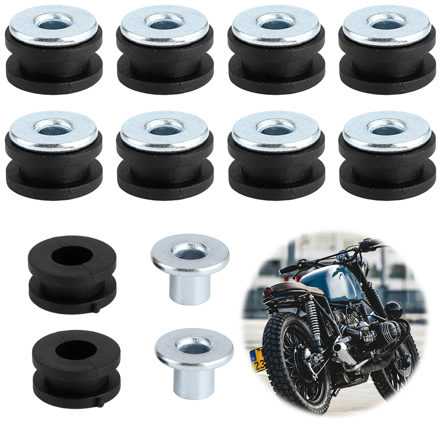 Draußen Motorcycle Rubber Grommets Universal Verkleidung, 10 Set Motorrad M6 Gummidichtungen Kit, M6 Motorrad Gummitüllen Peugeot Verkleidungsschrauben, Gummimuttern Draußen für Motorcycle von Butyeak