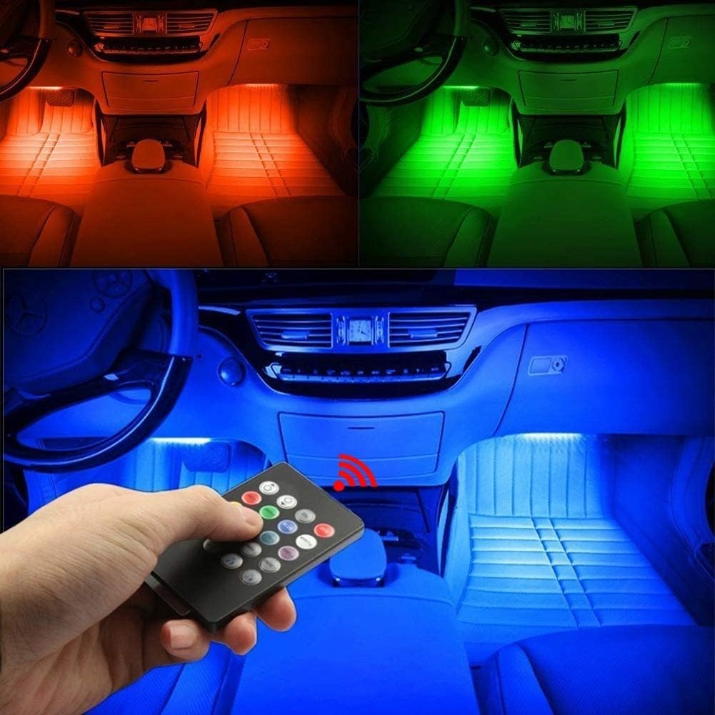 BuyWeek Mehrfarbig Auto LED Streifen, Auto Zubehör LED Strip Innenraumbeleuchtung, steuerbare Lichtleiste mit Fernbedienung, Auto Sachen Gadgets für Deko von BuyWeek