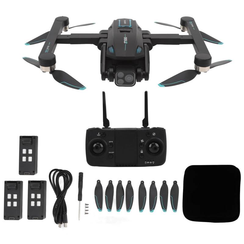 BuyWeek Mini Drohne mit 8K 180 ° Doppelkamera, WiFi Getriebe GPS RC Quadcopter Bürstenloser Hindernisvermeidung HD Esc GPS RC -Drohne mit 8 LED -Leuchten, eine (Dreifache von BuyWeek