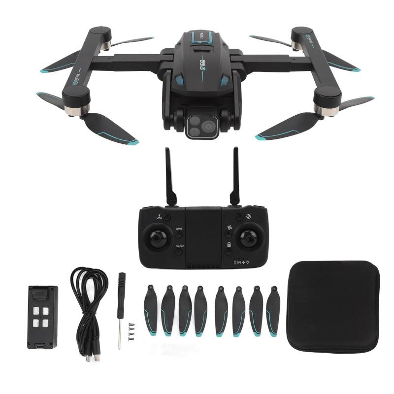 BuyWeek Mini Drohne mit 8K 180 ° Doppelkamera, WiFi Getriebe GPS RC Quadcopter Bürstenloser Hindernisvermeidung HD Esc GPS RC -Drohne mit 8 LED -Leuchten, eine von BuyWeek