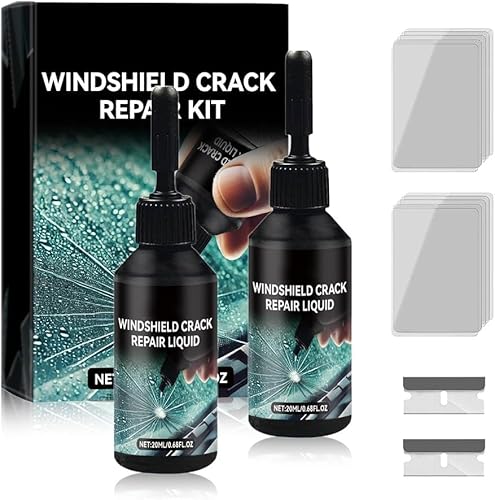 Bxjinkele Steinschlag Reparaturset Windschutzscheibe, Windschutzscheibe Reparaturset, Chipped Windshield Repair Kit, Cracks Gone Glass Repair Kit, Zur Reparatur Langer Rissen, Löchern, Rissen (2Set) von Bxjinkele