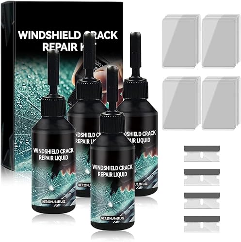 Bxjinkele Steinschlag Reparaturset Windschutzscheibe, Windschutzscheibe Reparaturset, Chipped Windshield Repair Kit, Cracks Gone Glass Repair Kit, Zur Reparatur Langer Rissen, Löchern, Rissen (4Set) von Bxjinkele