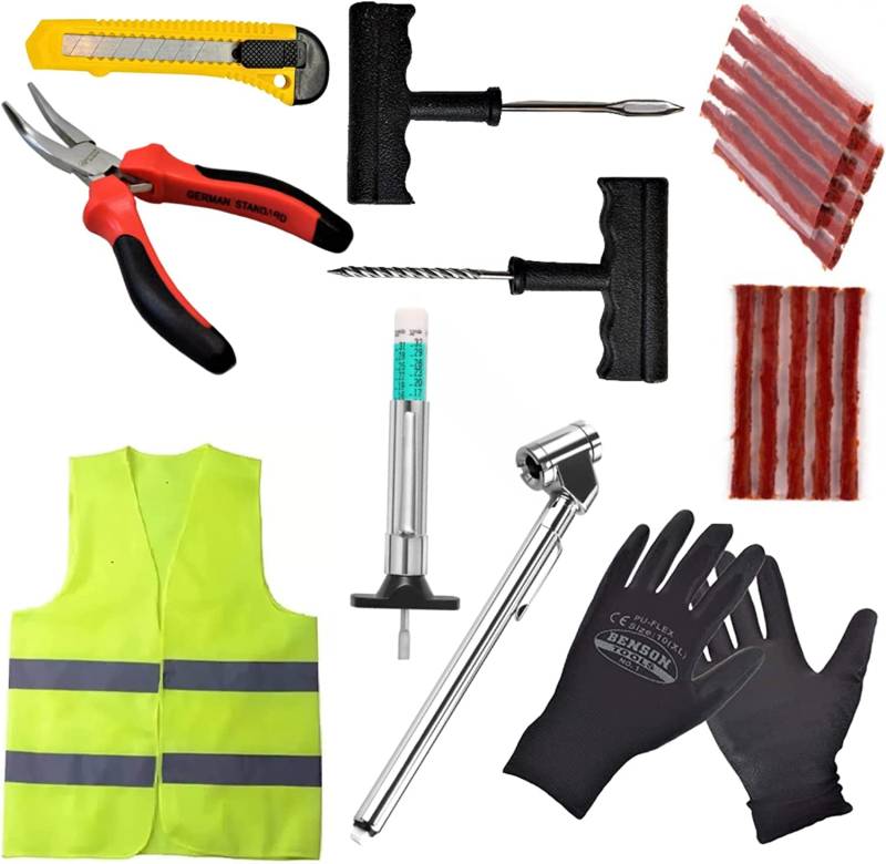 ByBATUL Reifen-Reparatur-Set 24-pcs Tire Repair kit,Pannenhilfe für Reifenreparatur Pannenset Reifenflickzeug Dichtmittel für LKW PKW Motorrad Fahrrad, Wohnmobile RV, Quad, ATVs von ByBATUL