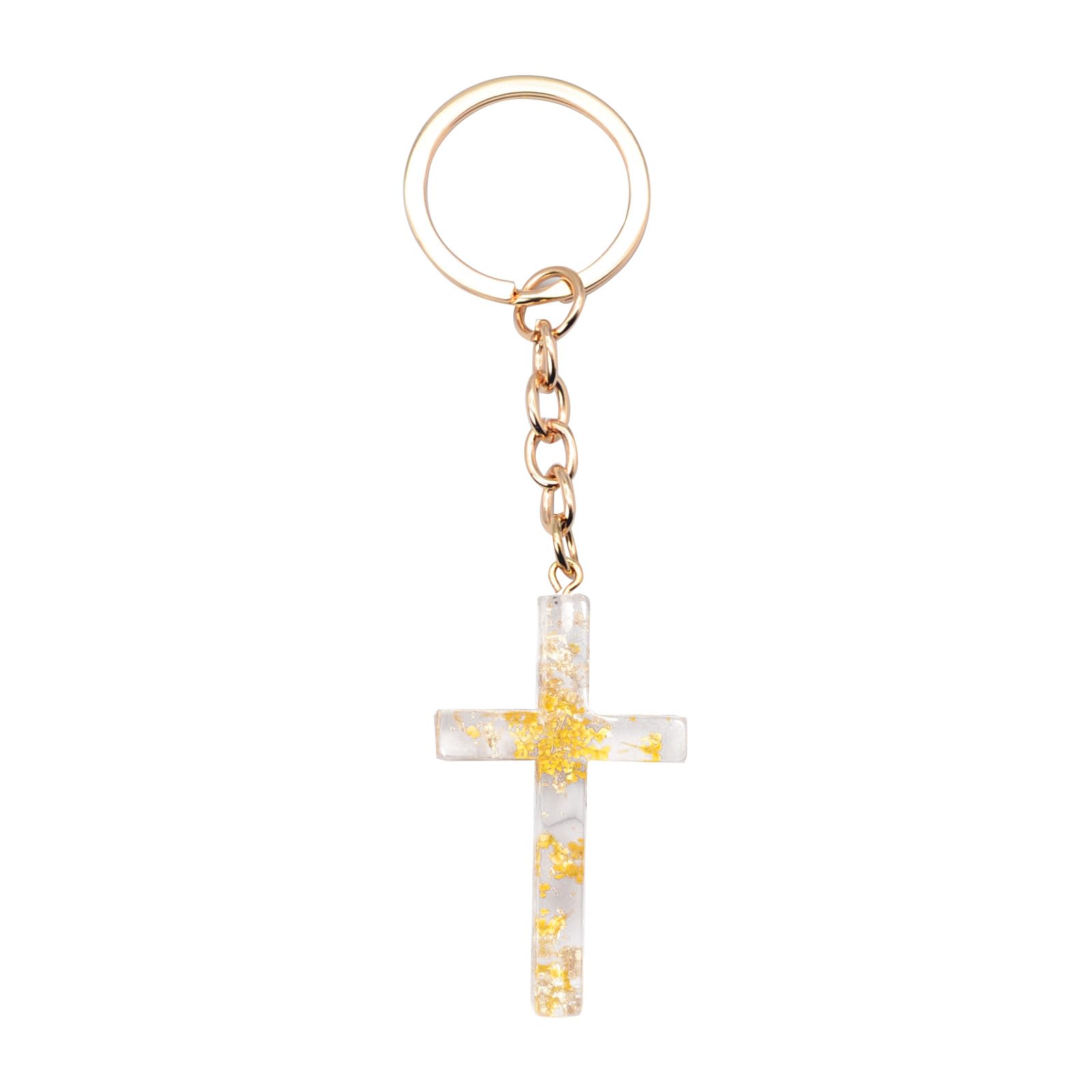 Bydezcon JesusChristian Kreuz Schlüsselanhänger Trockenblume Glitzer Dekoration Anhänger Handtasche HängenChrams Auto Schmuckstück Zubehör Geschenk von Bydezcon